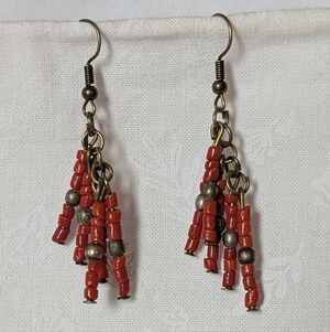 Chic Coral Beaded Dangle Earrings